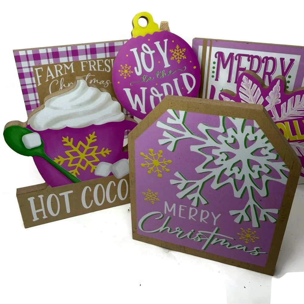 Festive Holiday Tiered Tray Decor Lot 10 Pieces